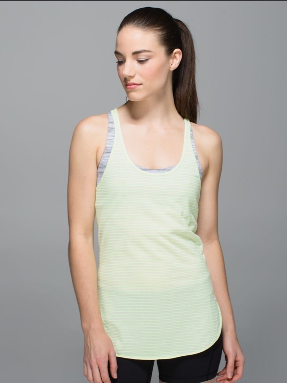 NWT Lululemon What The Sport Singlet
Silver Stripe Clear Mint Zest